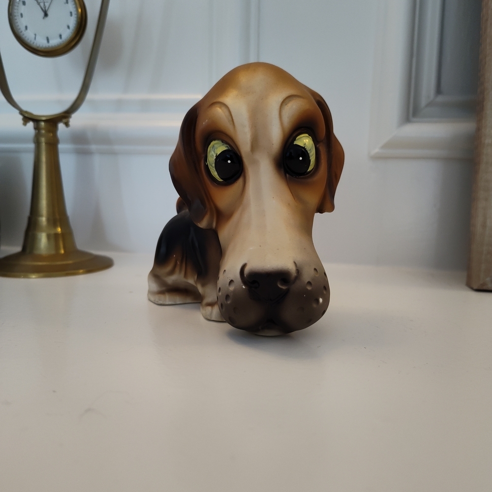 VINTAGE 1950's NORLEANS Japan Big Head Beagle Figurine ORIGINAL TAG - Picture 2 of 8